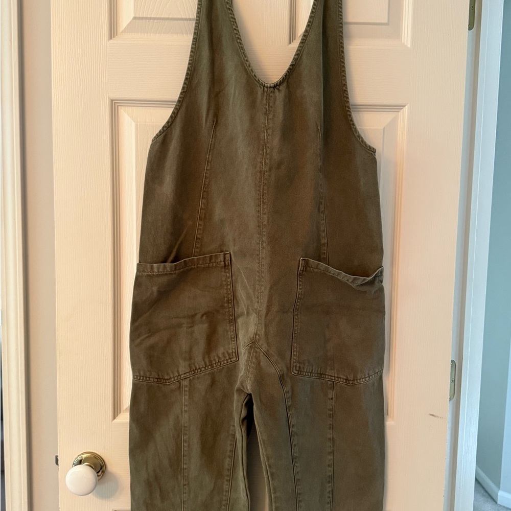 We The Free Green Jumpsuit Relaxed Fit V-Neck